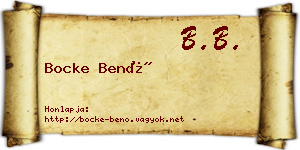 Bocke Benő névjegykártya